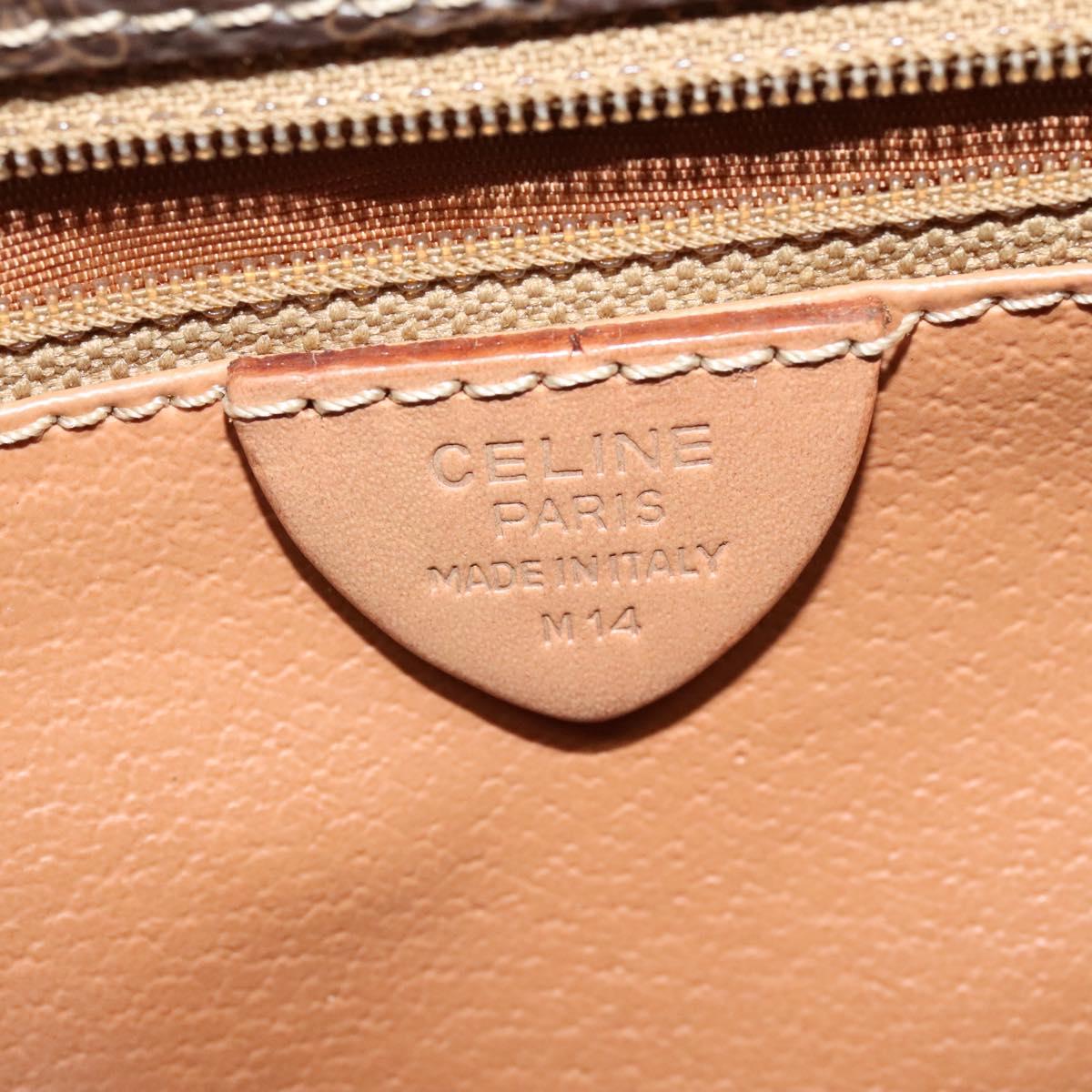 CELINE Macadam Canvas Circle Shoulder Bag PVC Leather Brown Gold Auth 123950