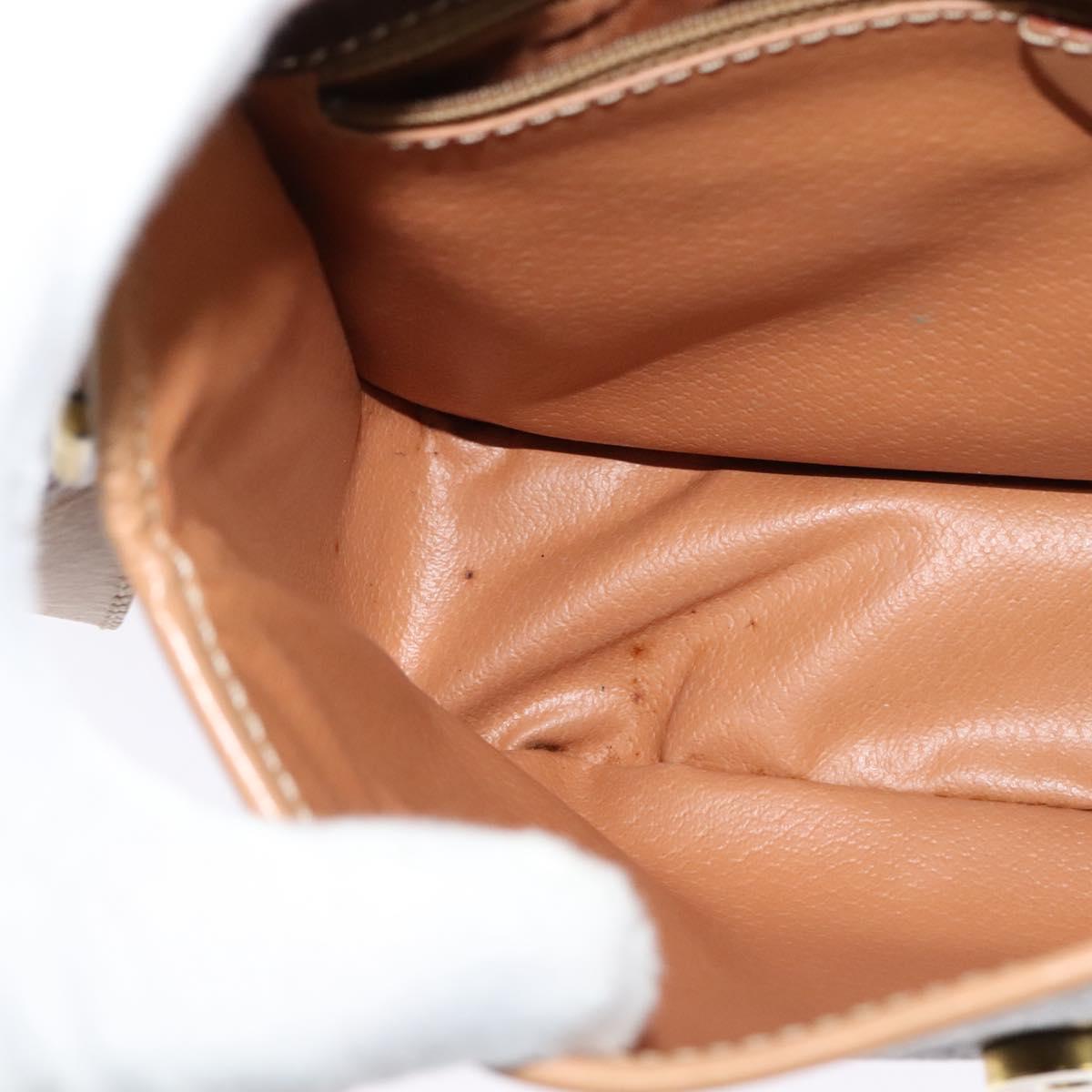 CELINE Macadam Canvas Circle Shoulder Bag PVC Leather Brown Gold Auth 123950