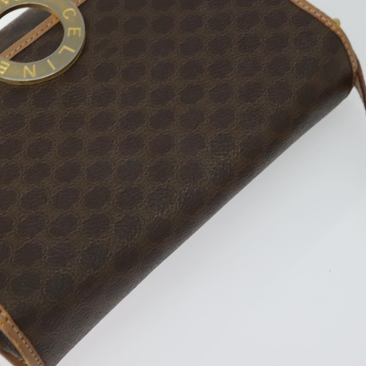 CELINE Macadam Canvas Circle Shoulder Bag PVC Leather Brown Gold Auth 123950