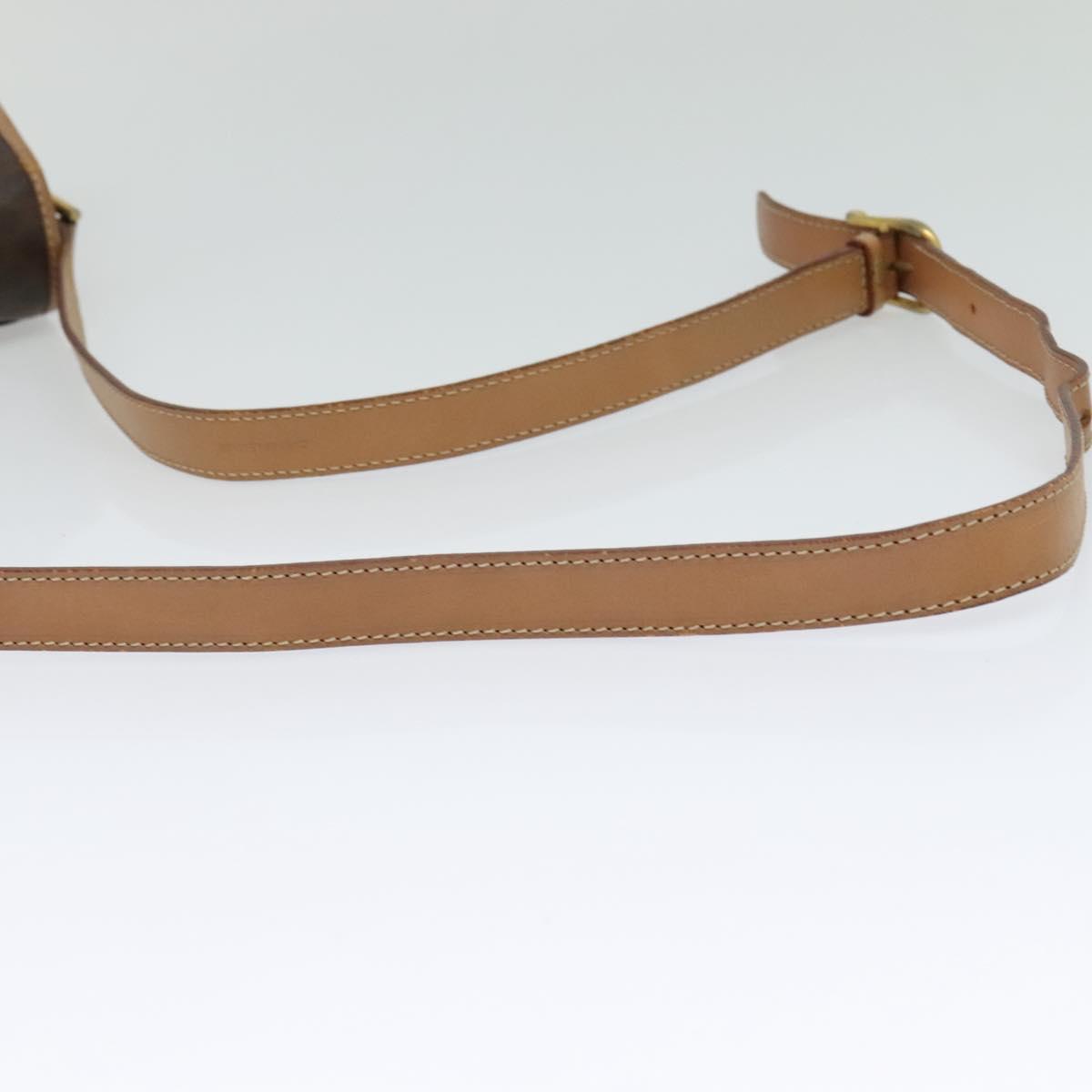 CELINE Macadam Canvas Circle Shoulder Bag PVC Leather Brown Gold Auth 123950