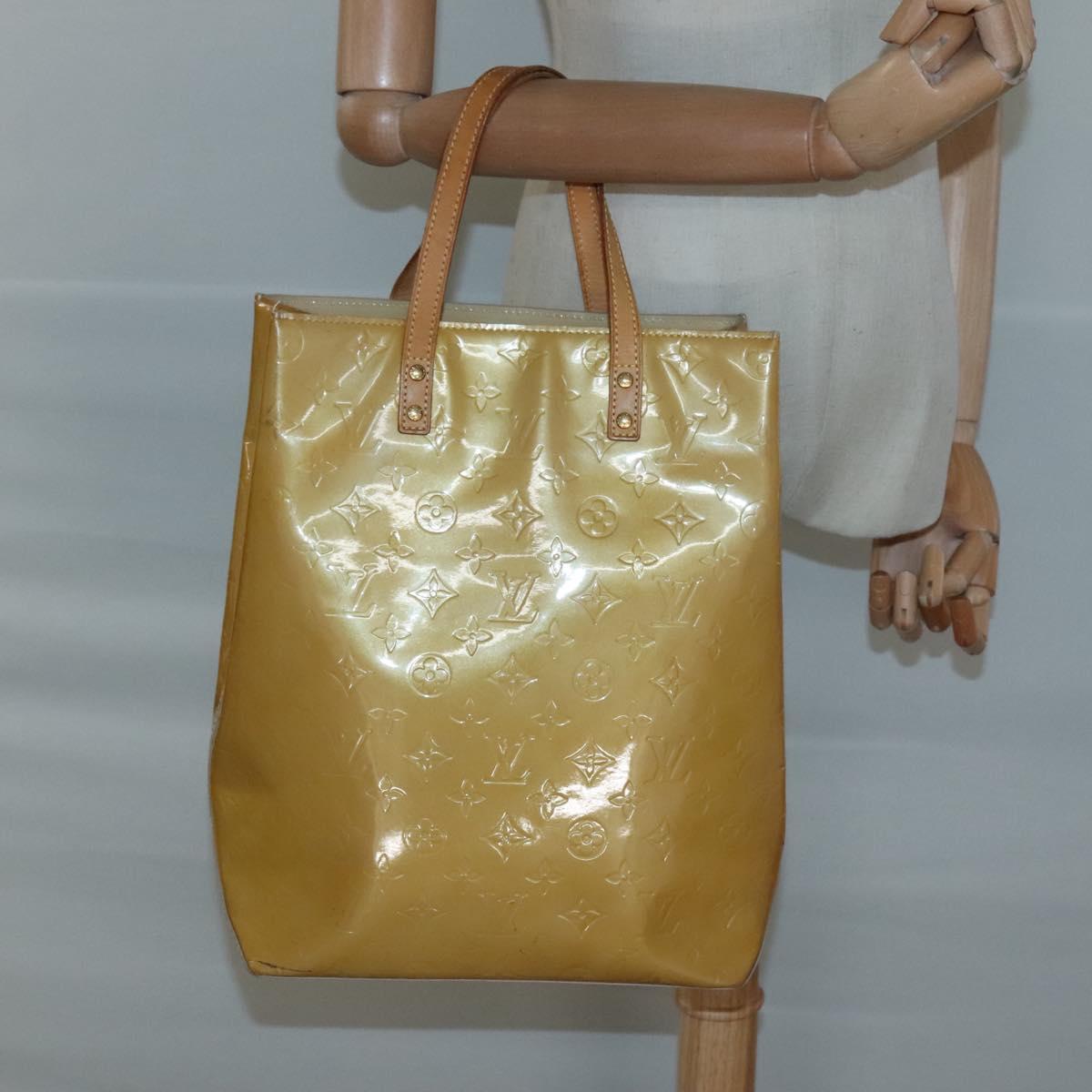 LOUIS VUITTON Monogram Vernis Reade MM Hand Bag Beige M91141 LV Auth 123966
