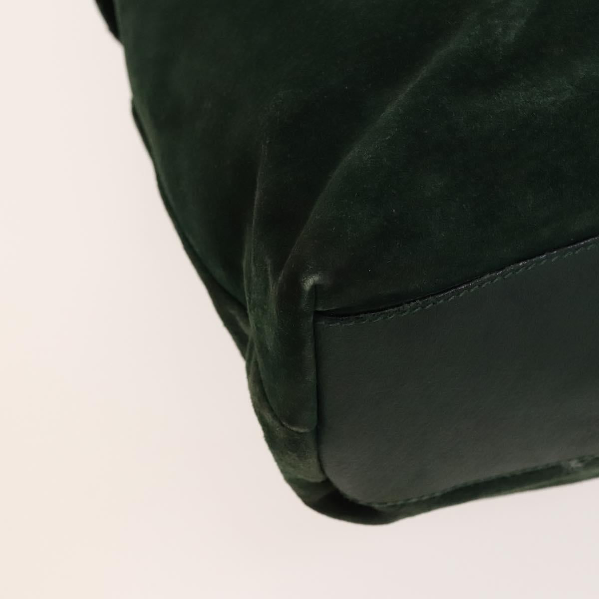 FENDI Shoulder Bag Suede Green Gold Auth 123979