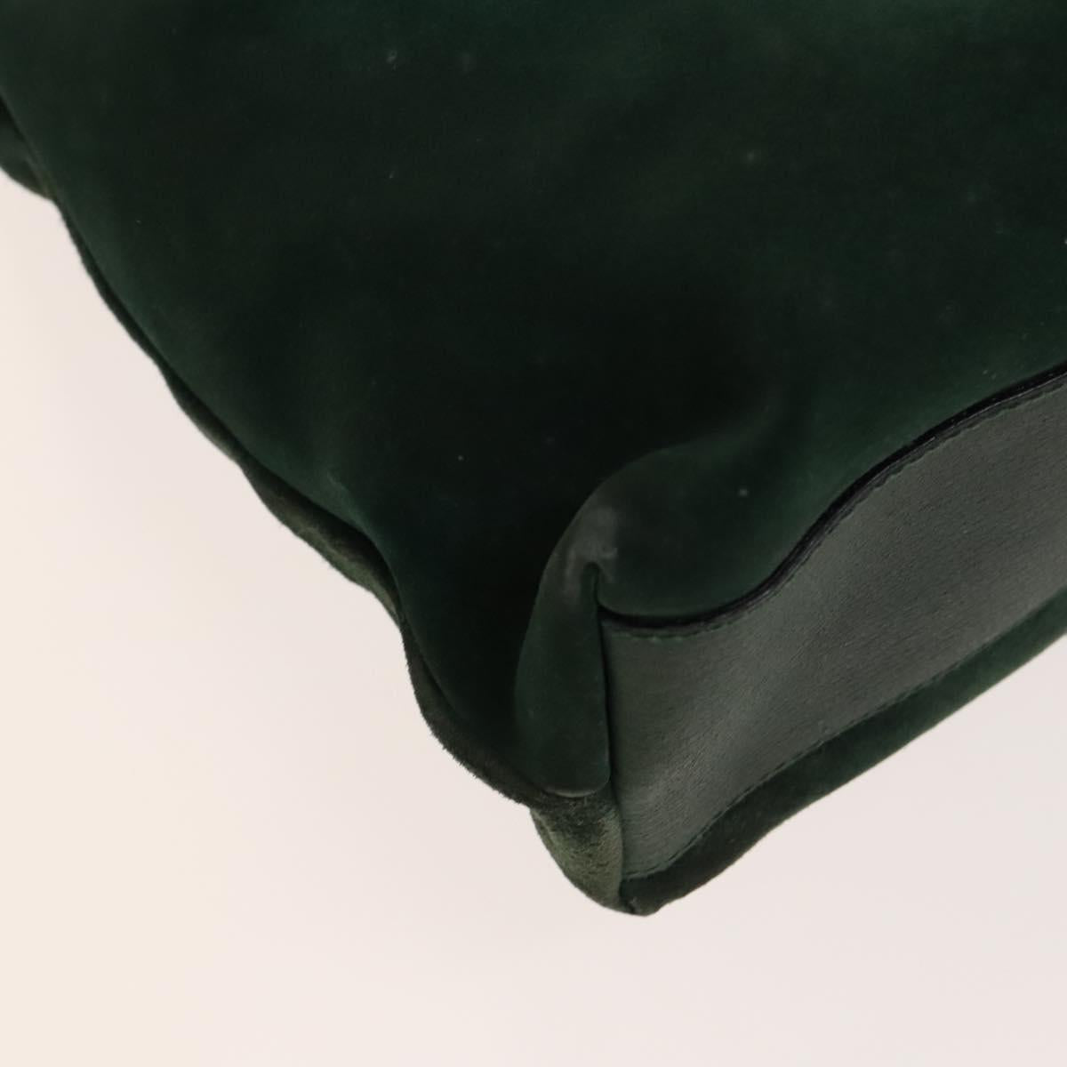 FENDI Shoulder Bag Suede Green Gold Auth 123979