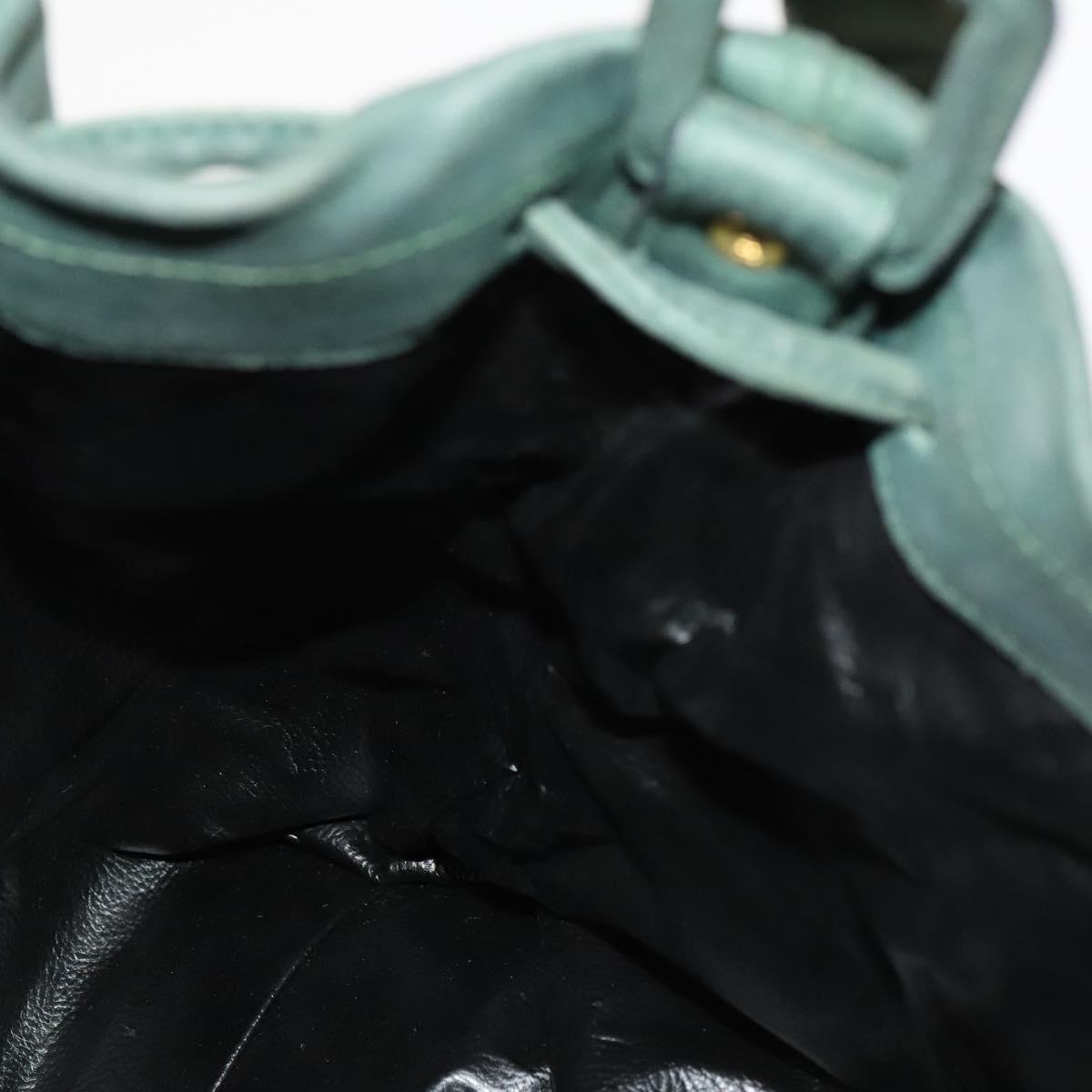 FENDI Shoulder Bag Suede Green Gold Auth 123979