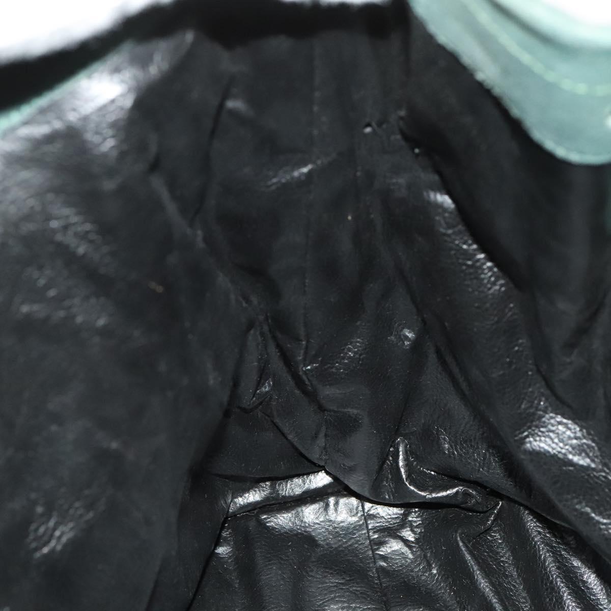 FENDI Shoulder Bag Suede Green Gold Auth 123979