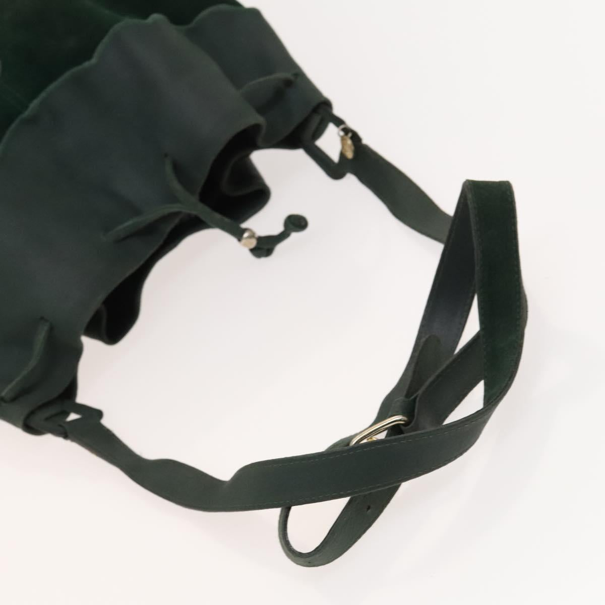 FENDI Shoulder Bag Suede Green Gold Auth 123979