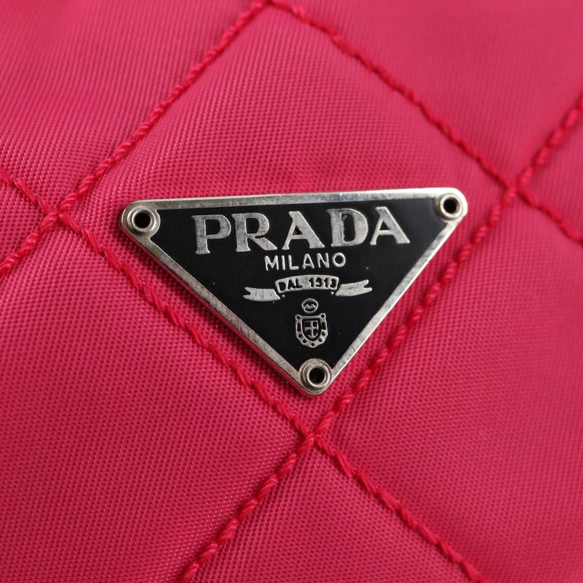 PRADA Pouch Nylon Pink Silver Auth 123980V