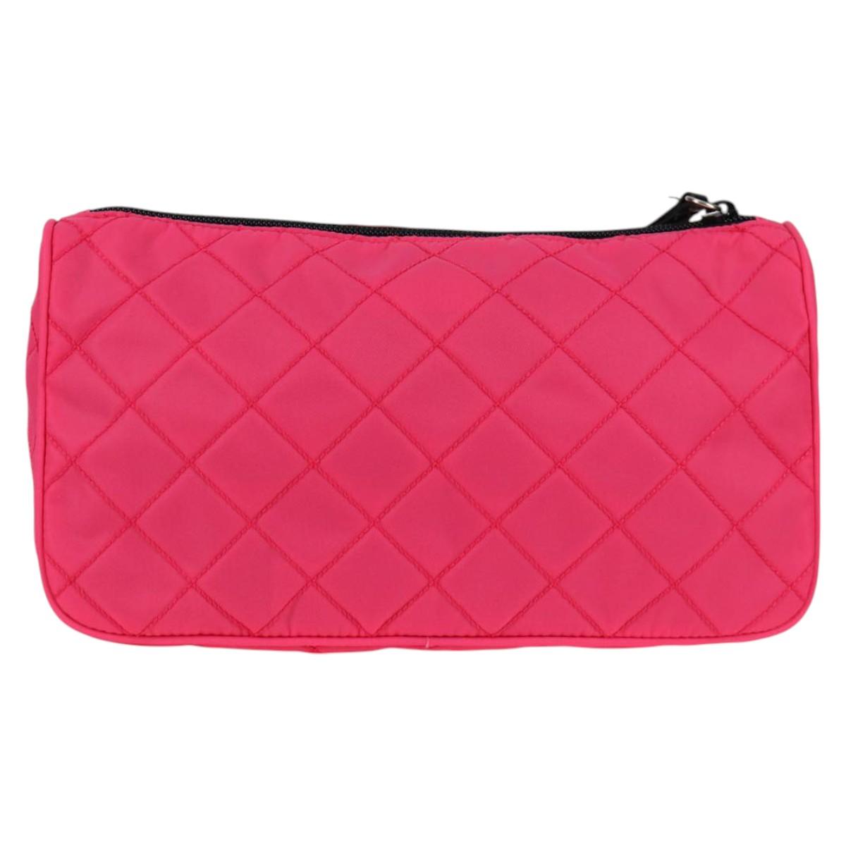 PRADA Pouch Nylon Pink Silver Auth 123980V