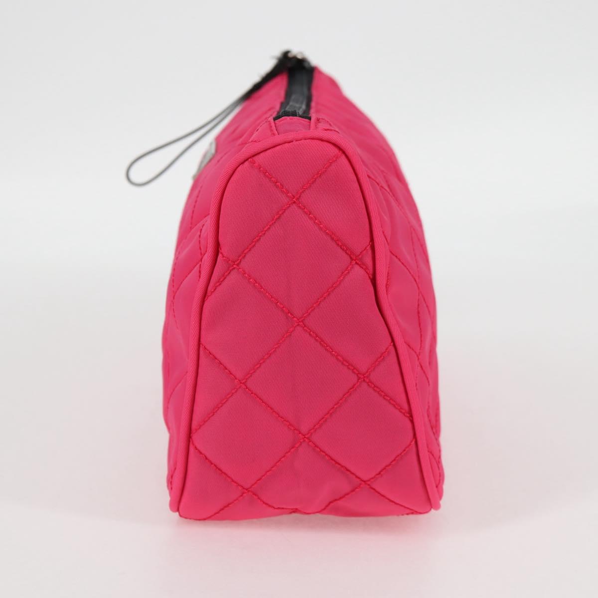 PRADA Pouch Nylon Pink Silver Auth 123980V