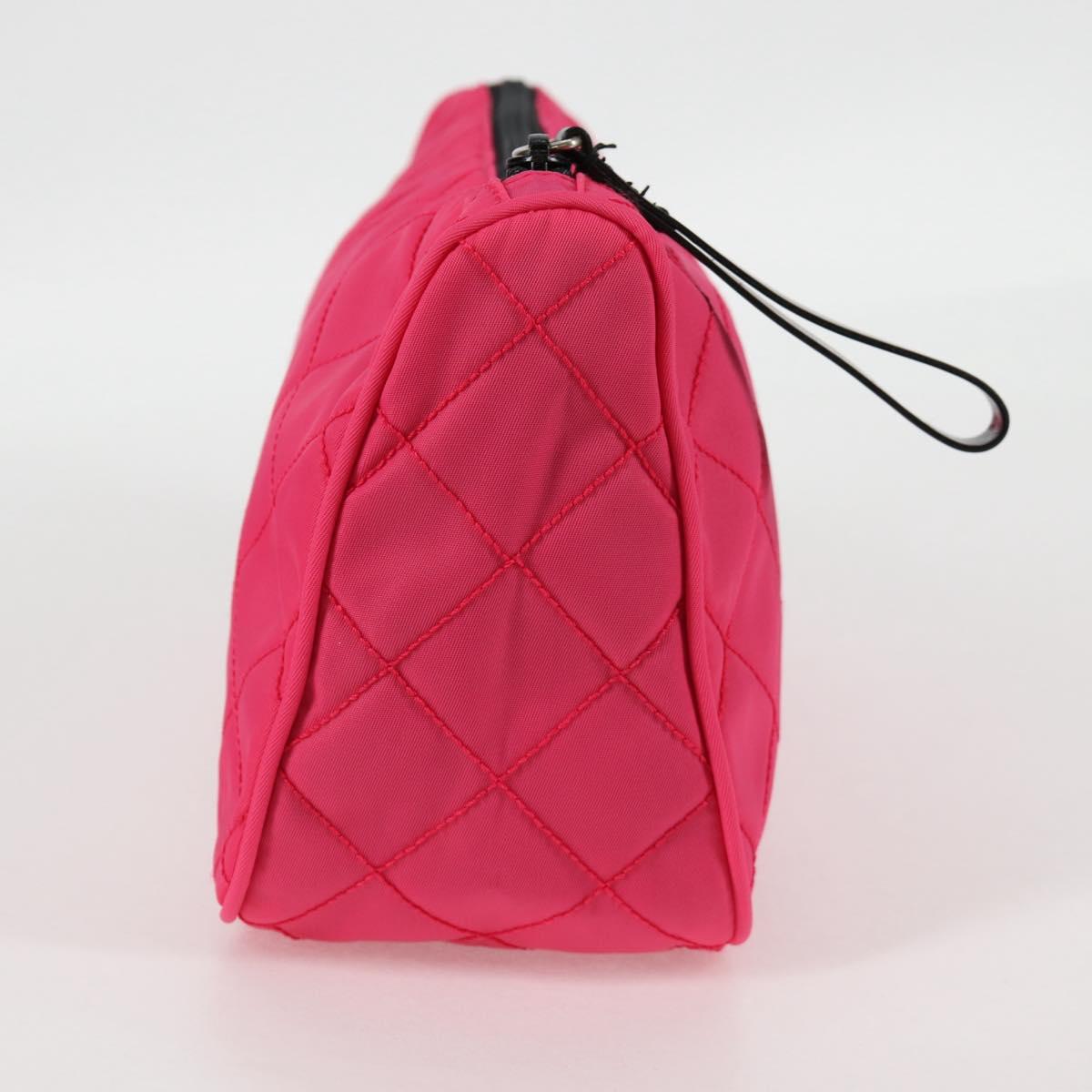 PRADA Pouch Nylon Pink Silver Auth 123980V