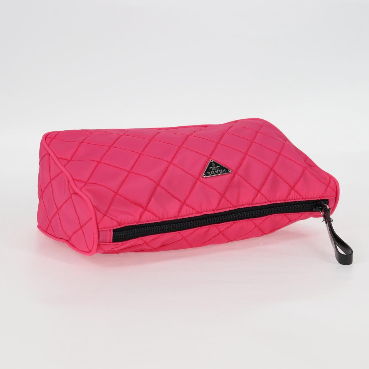 PRADA Pouch Nylon Pink Silver Auth 123980V