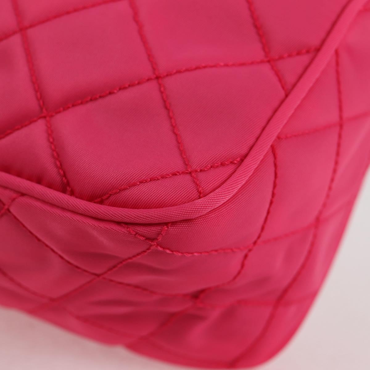 PRADA Pouch Nylon Pink Silver Auth 123980V