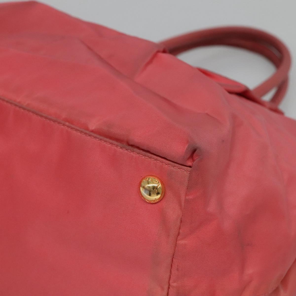 PRADA Tote Bag Nylon Pink Gold Auth 123981