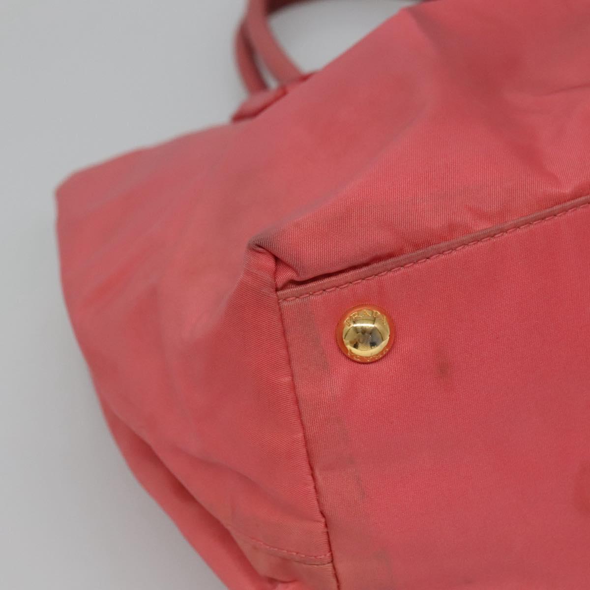 PRADA Tote Bag Nylon Pink Gold Auth 123981