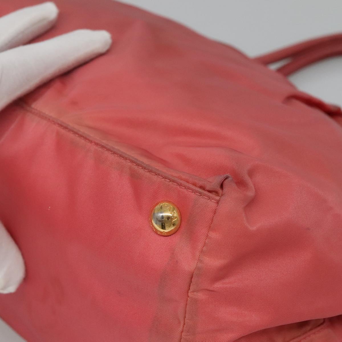 PRADA Tote Bag Nylon Pink Gold Auth 123981