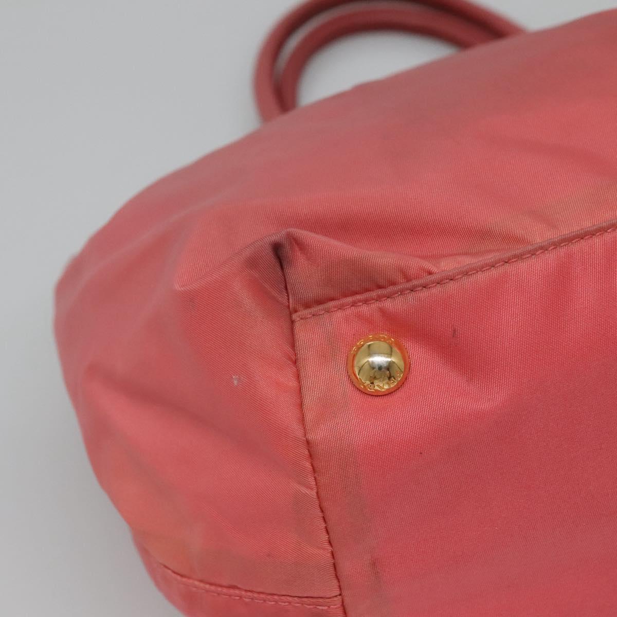 PRADA Tote Bag Nylon Pink Gold Auth 123981