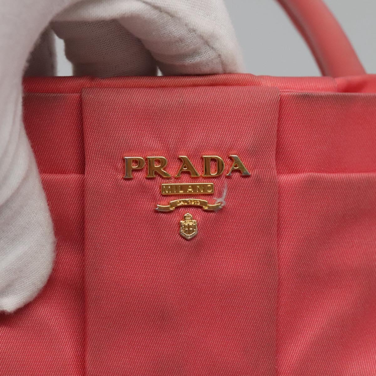 PRADA Tote Bag Nylon Pink Gold Auth 123981