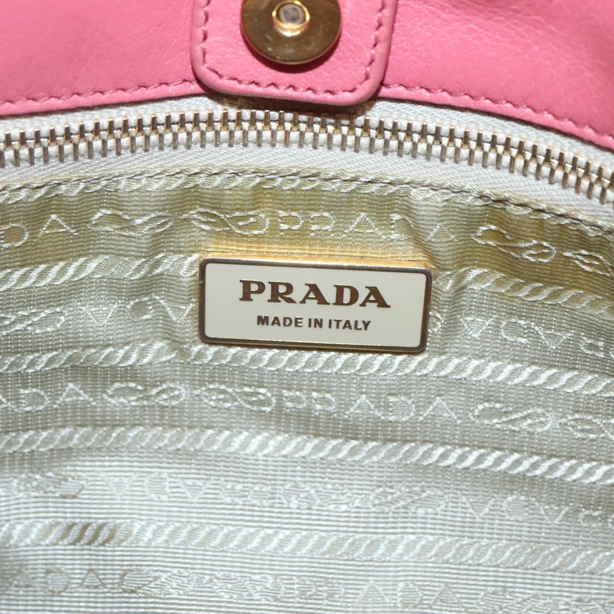 PRADA Tote Bag Nylon Pink Gold Auth 123981