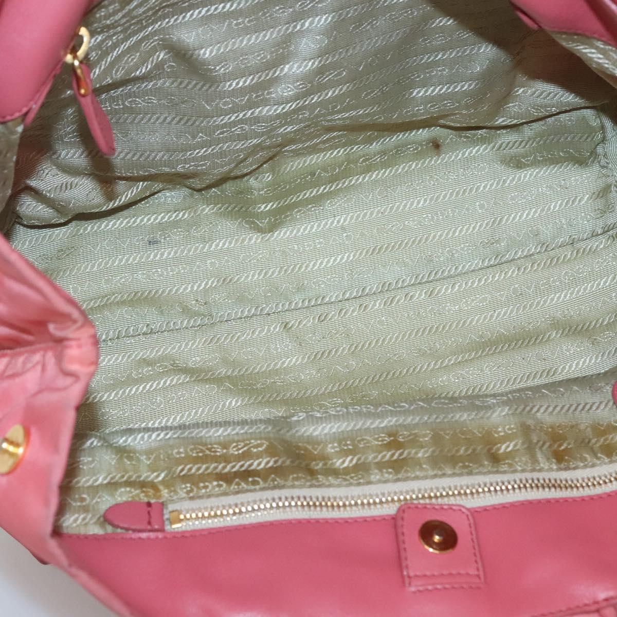 PRADA Tote Bag Nylon Pink Gold Auth 123981