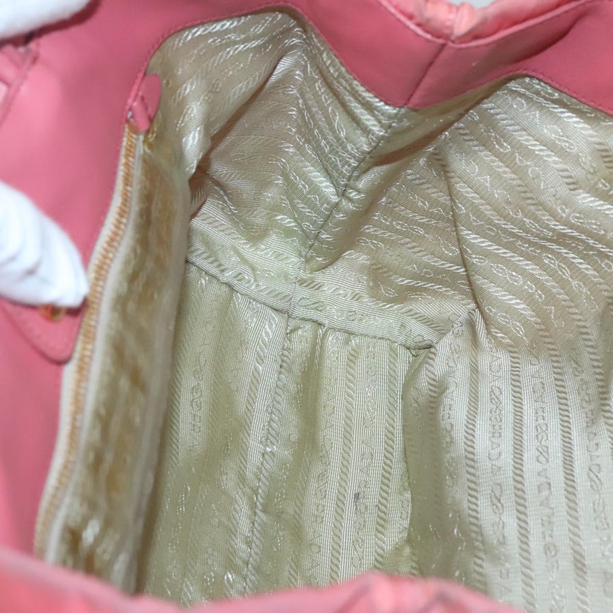 PRADA Tote Bag Nylon Pink Gold Auth 123981