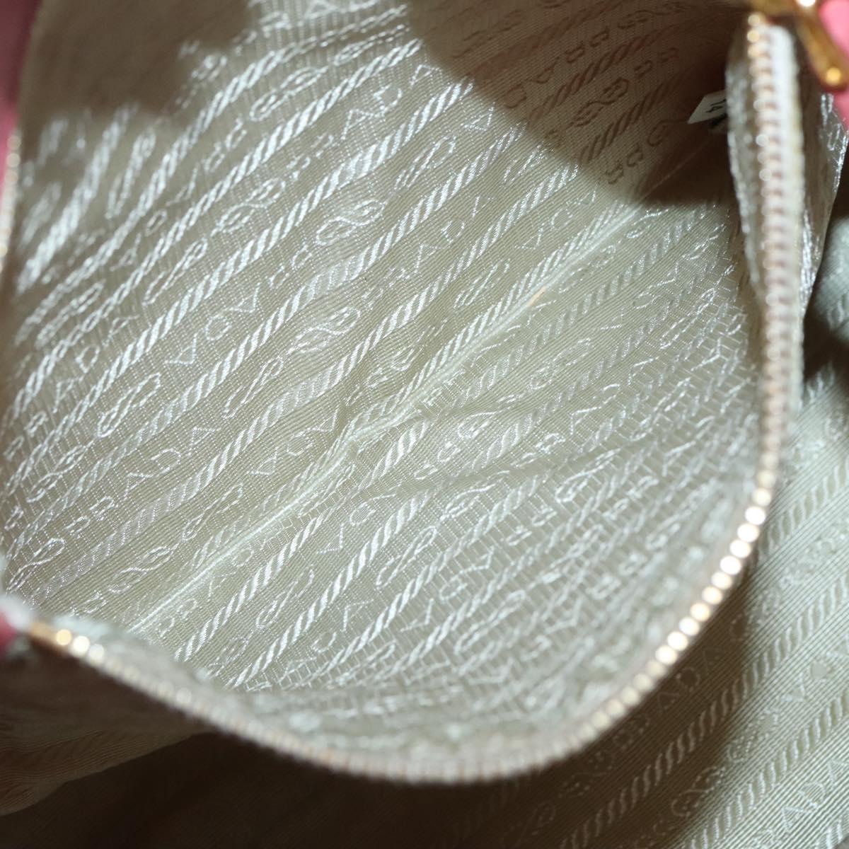 PRADA Tote Bag Nylon Pink Gold Auth 123981