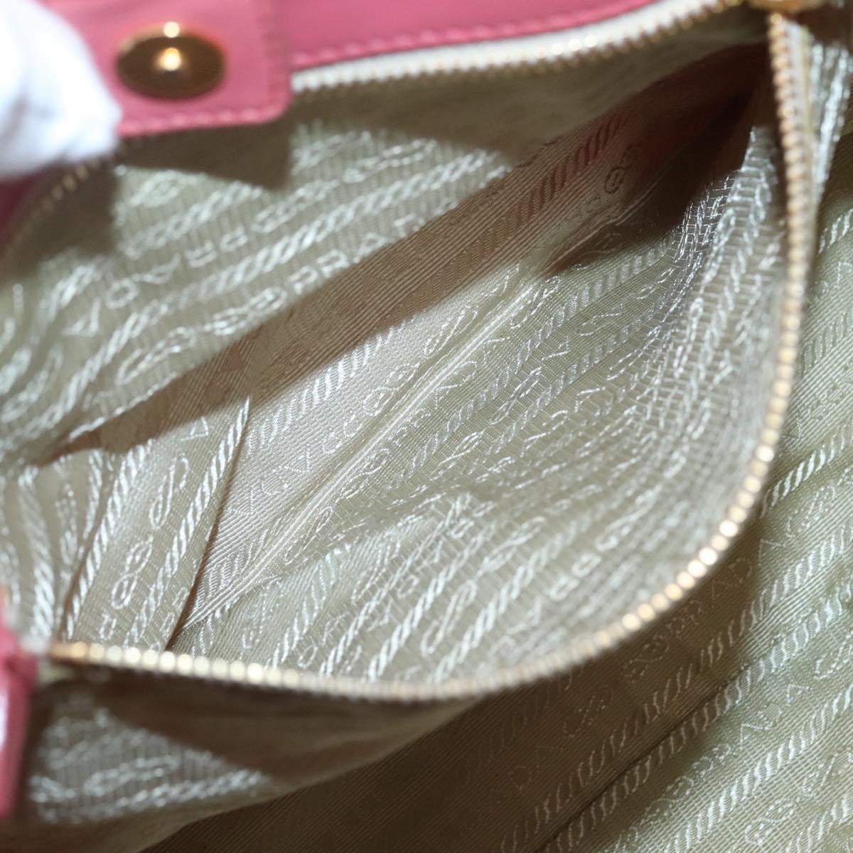 PRADA Tote Bag Nylon Pink Gold Auth 123981