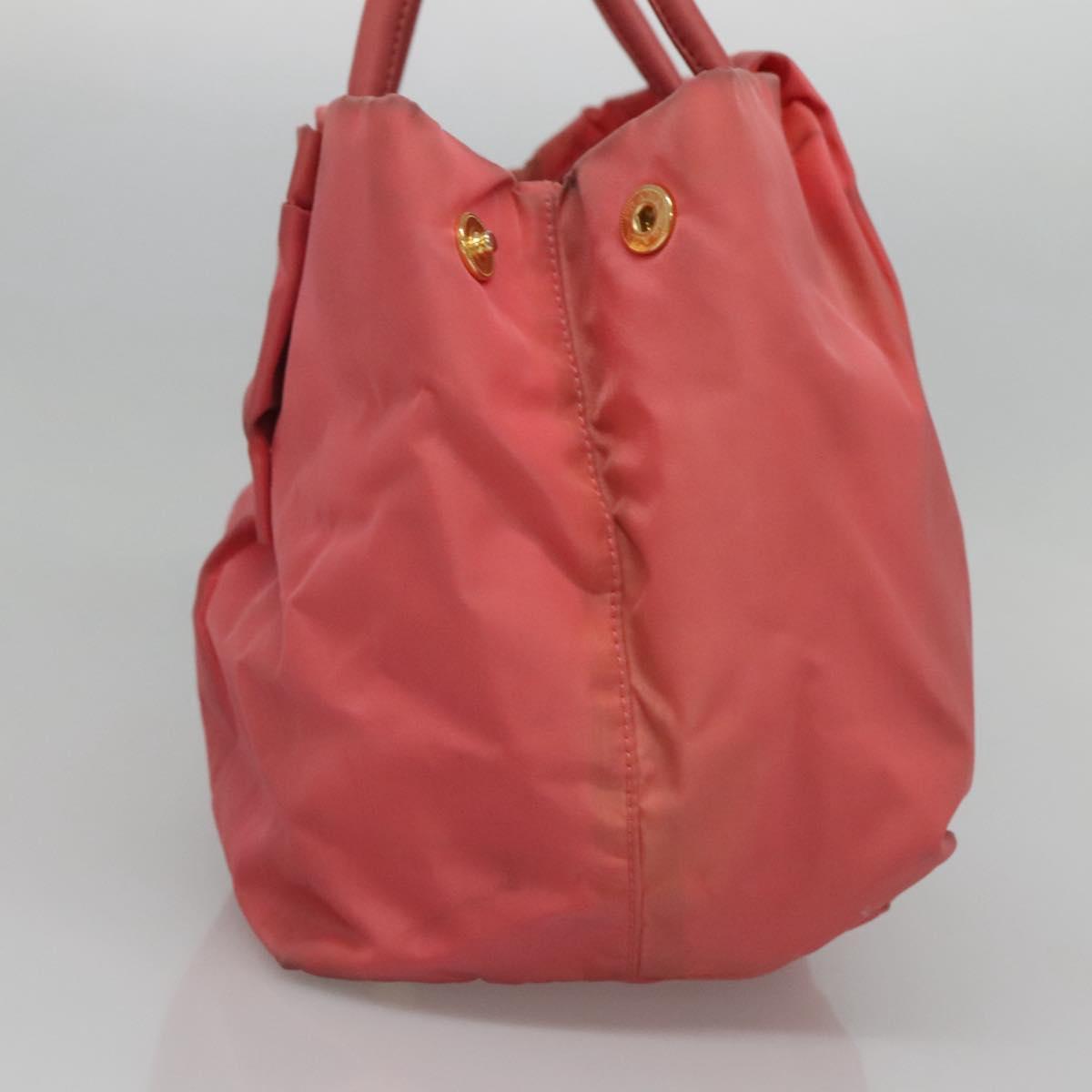 PRADA Tote Bag Nylon Pink Gold Auth 123981