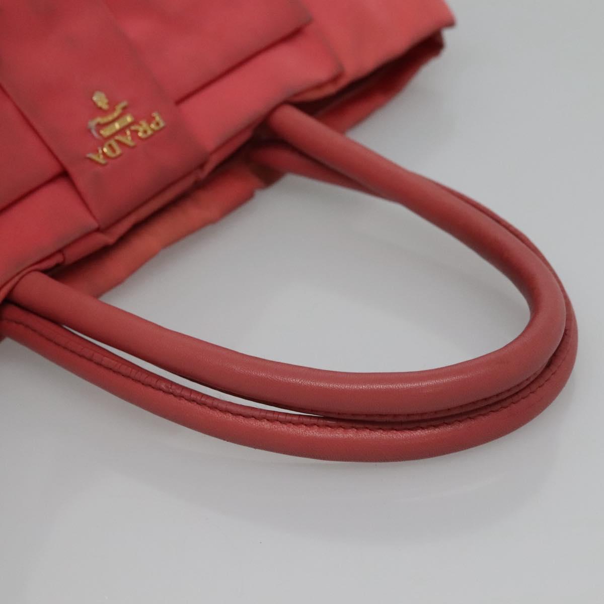 PRADA Tote Bag Nylon Pink Gold Auth 123981