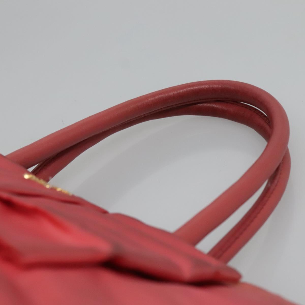 PRADA Tote Bag Nylon Pink Gold Auth 123981