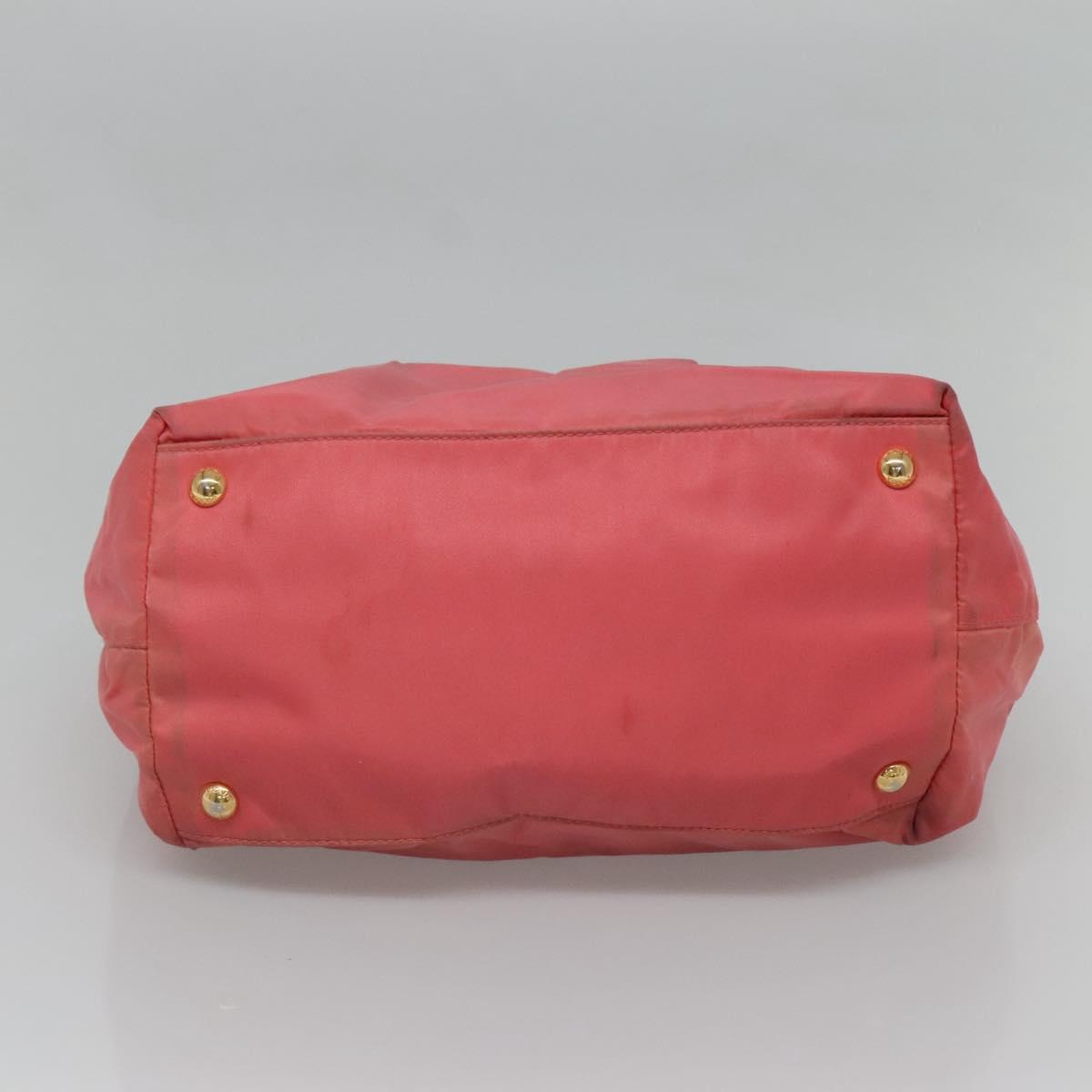 PRADA Tote Bag Nylon Pink Gold Auth 123981