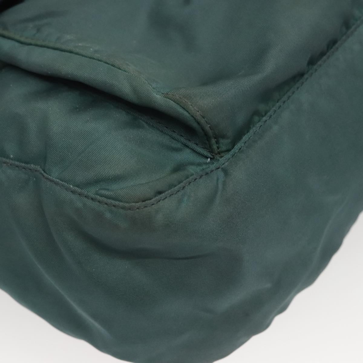 PRADA Shoulder Bag Nylon Green Gold Auth 123982