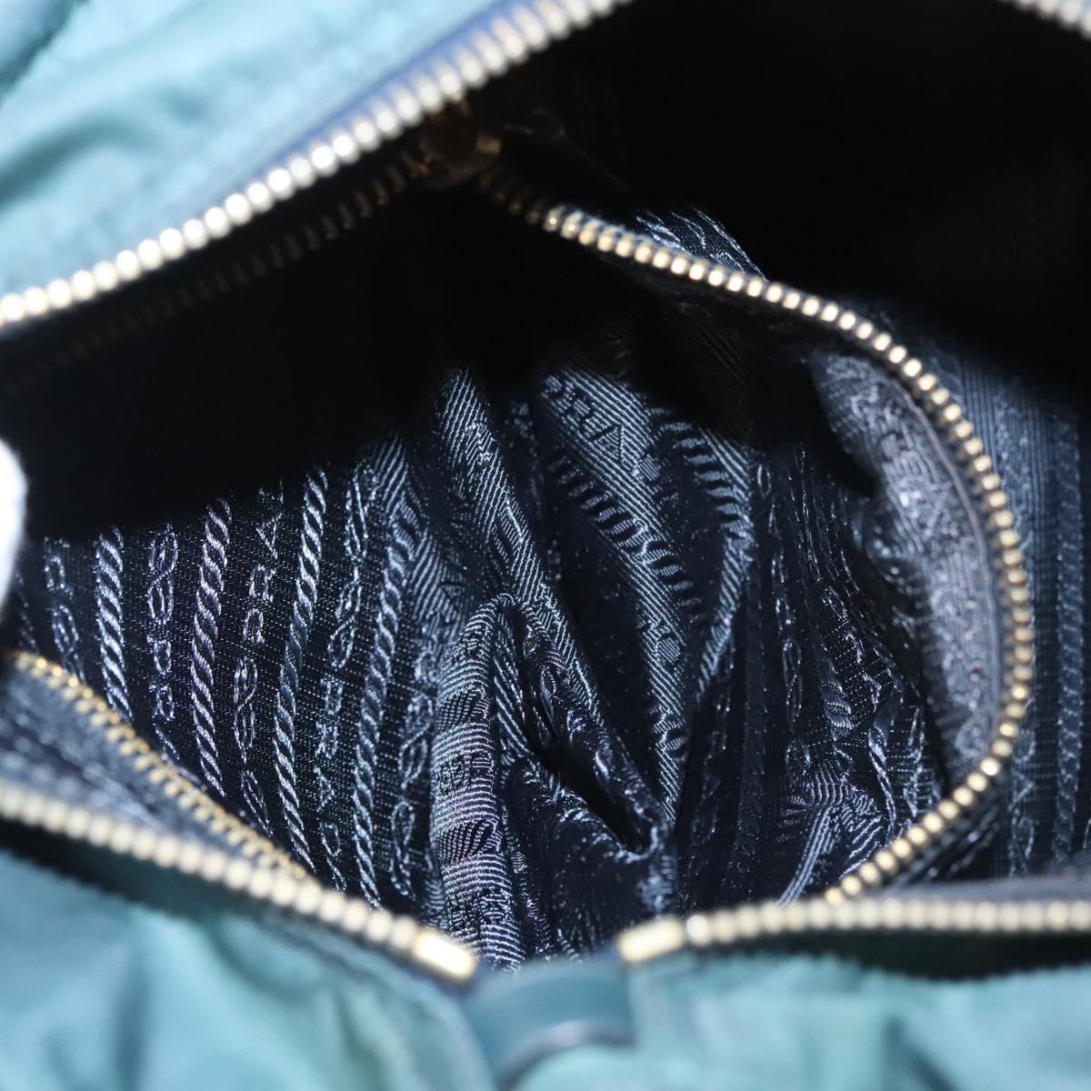 PRADA Shoulder Bag Nylon Green Gold Auth 123982