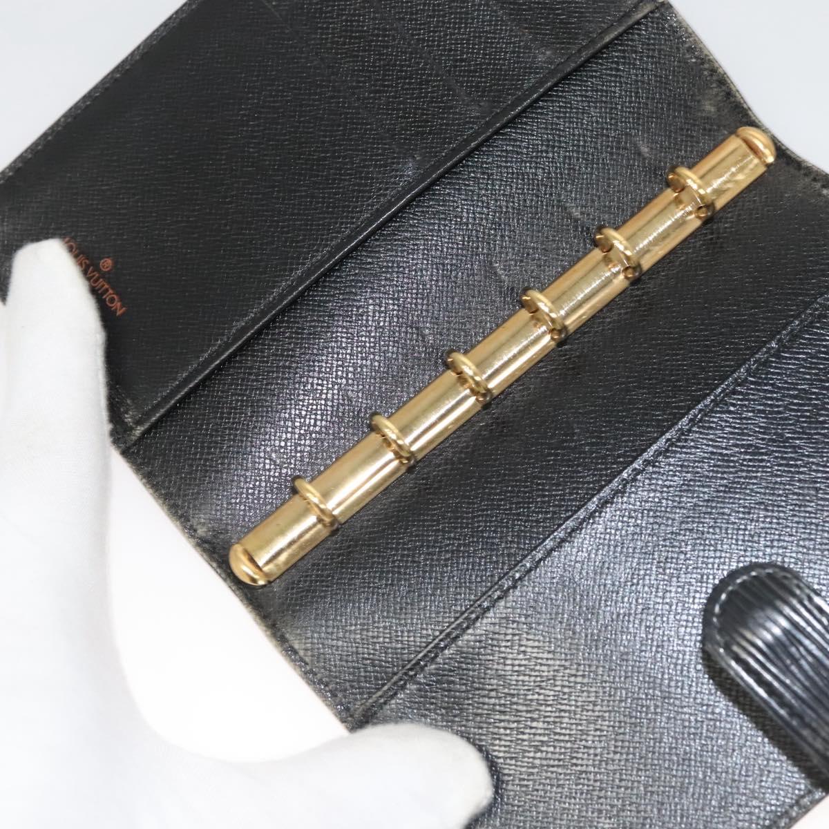 LOUIS VUITTON Epi Agenda PM Day Planner Cover Black R20052 LV Auth 124013