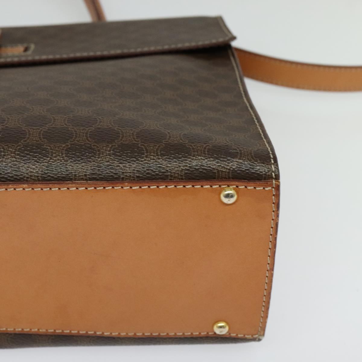 CELINE Macadam Canvas Hand Bag PVC Leather 2way Brown Gold Auth 124072