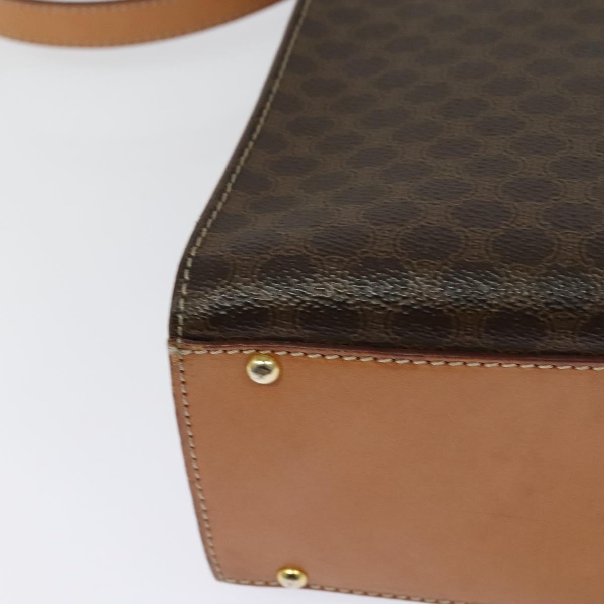 CELINE Macadam Canvas Hand Bag PVC Leather 2way Brown Gold Auth 124072