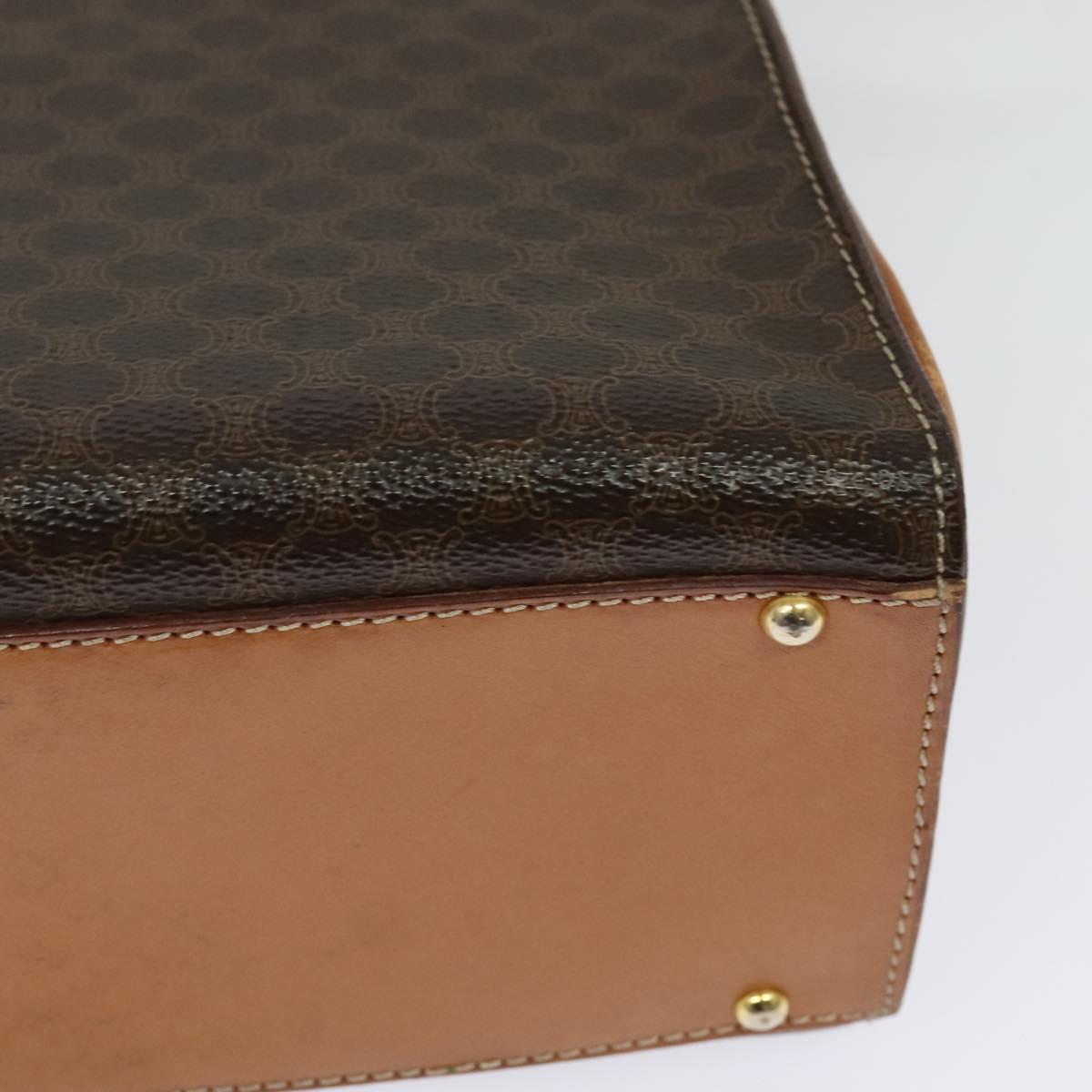 CELINE Macadam Canvas Hand Bag PVC Leather 2way Brown Gold Auth 124072