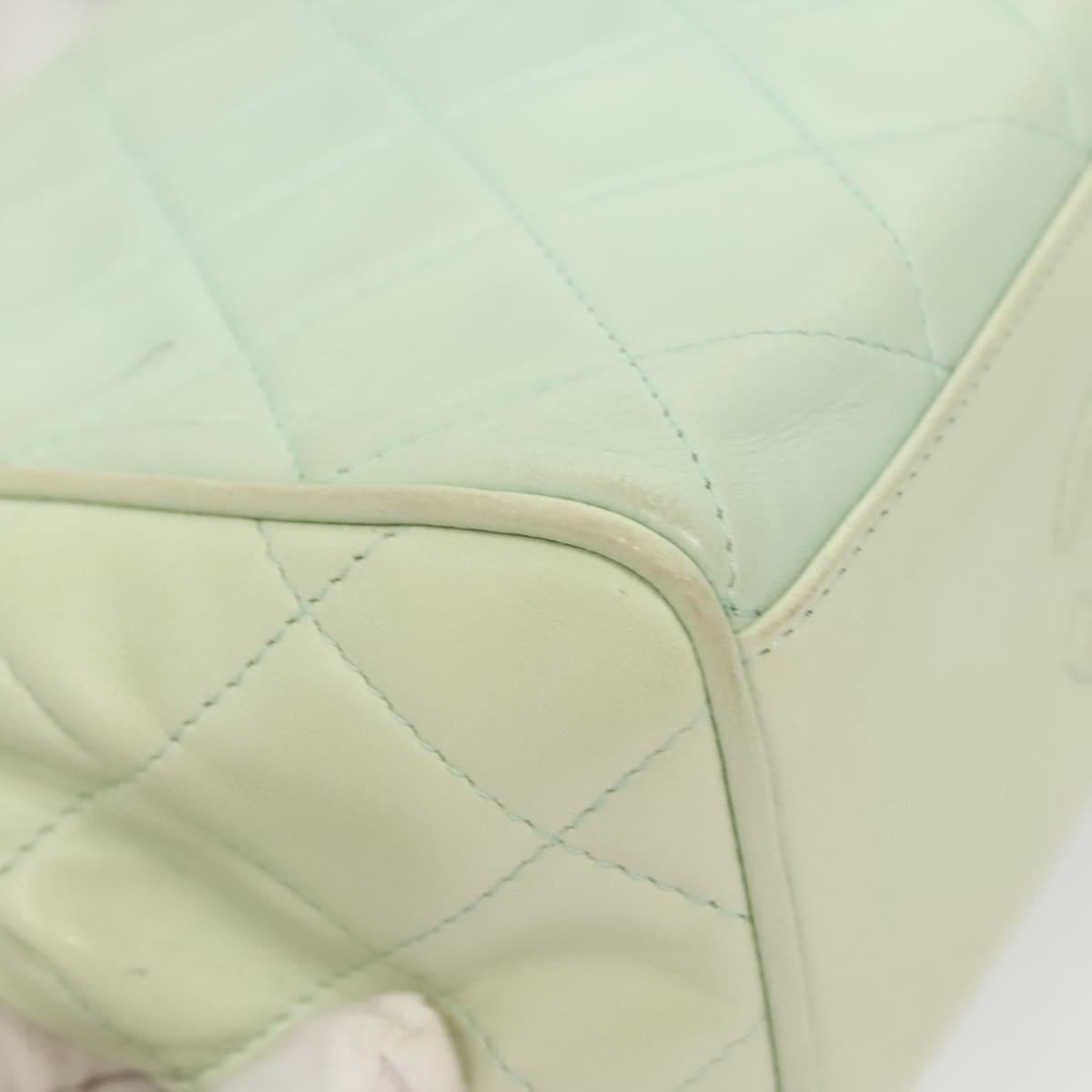 CHANEL Matelasse Chain Shoulder Bag Lamb Skin Peppermint Gold CC Auth 124074