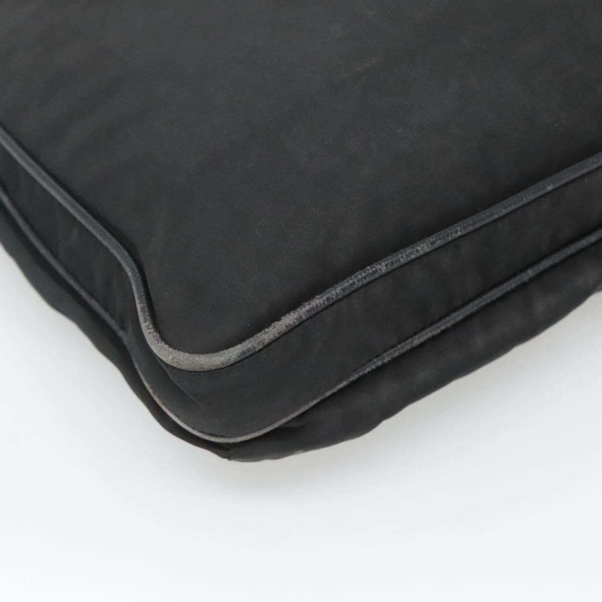 PRADA Shoulder Bag Nylon Black Silver Auth 124085