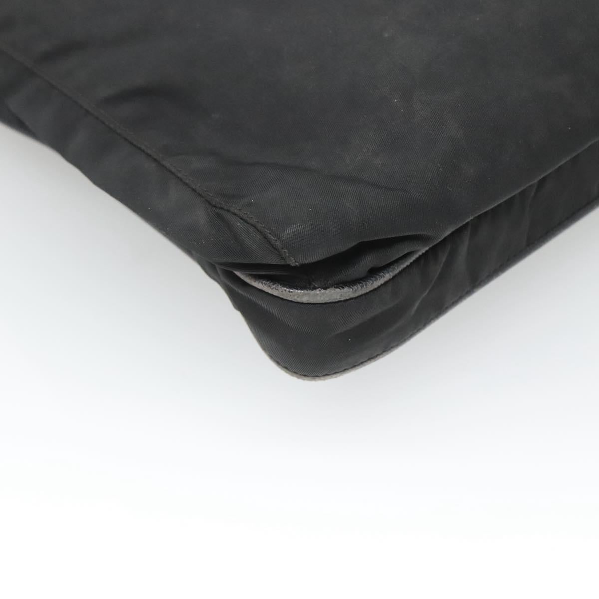 PRADA Shoulder Bag Nylon Black Silver Auth 124085