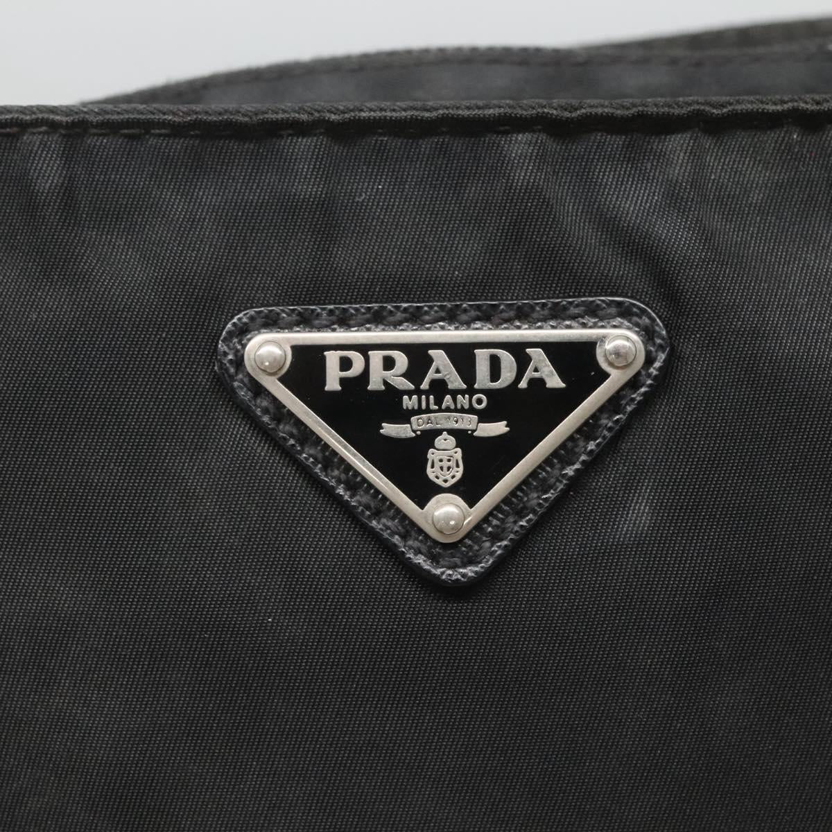 PRADA Shoulder Bag Nylon Black Silver Auth 124085