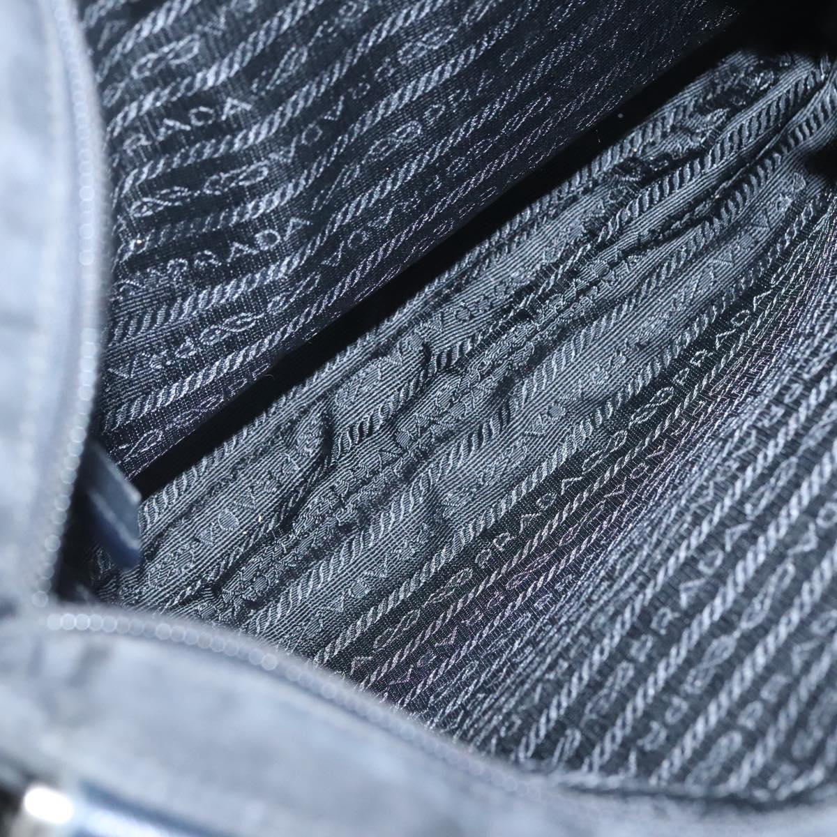 PRADA Shoulder Bag Nylon Black Silver Auth 124085