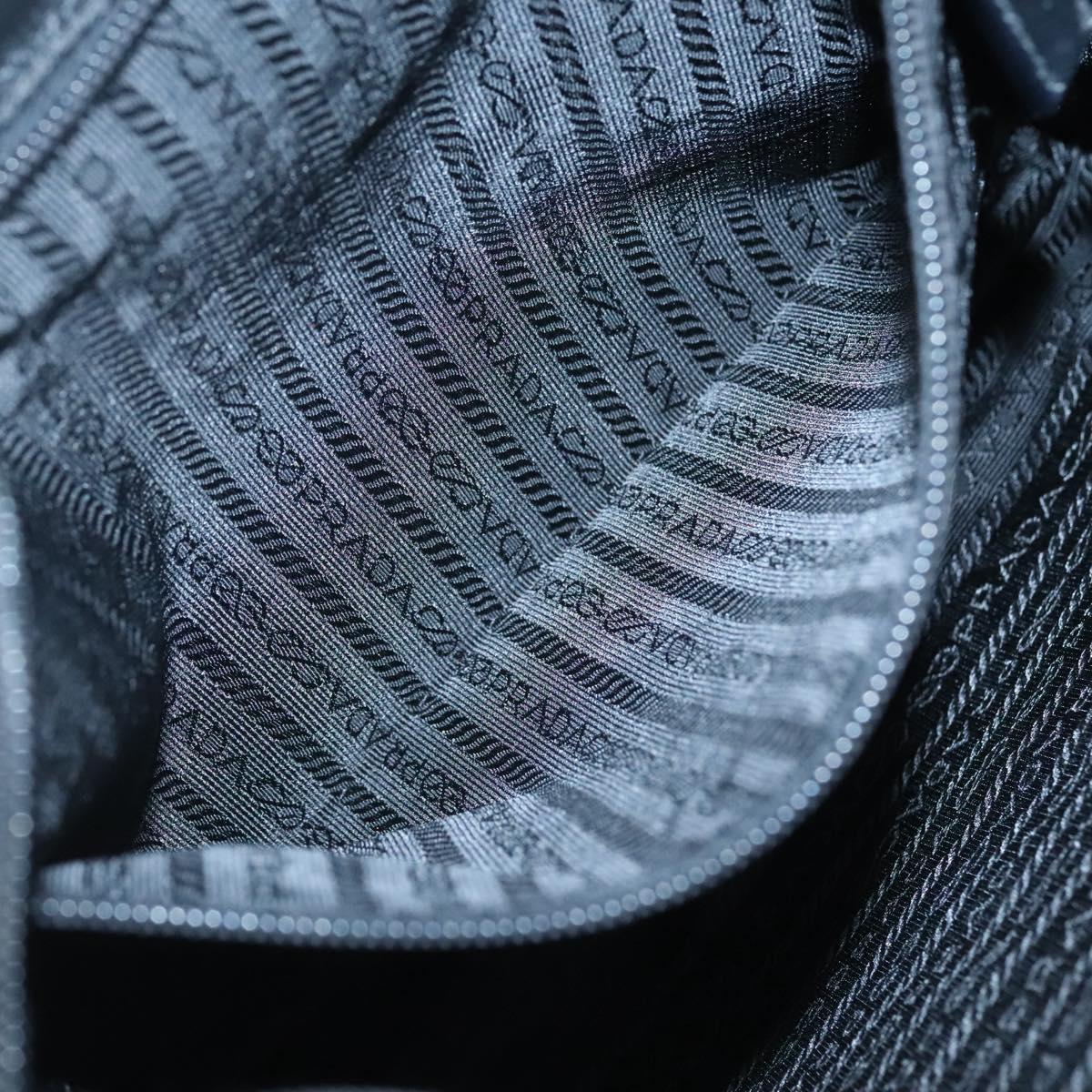 PRADA Shoulder Bag Nylon Black Silver Auth 124085