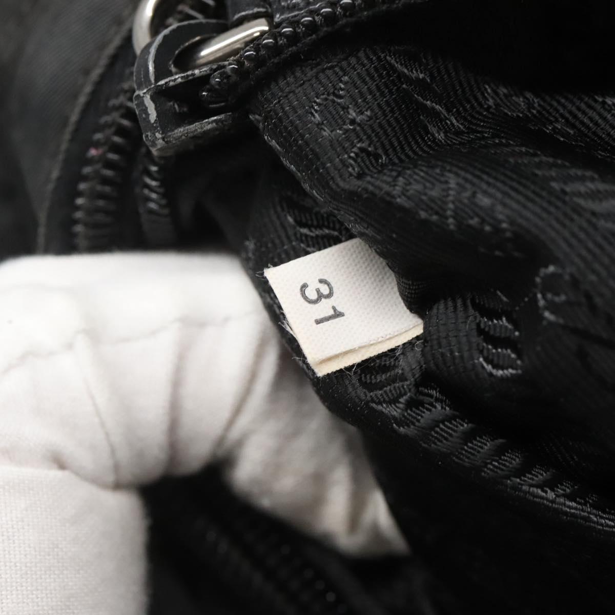 PRADA Shoulder Bag Nylon Black Silver Auth 124085