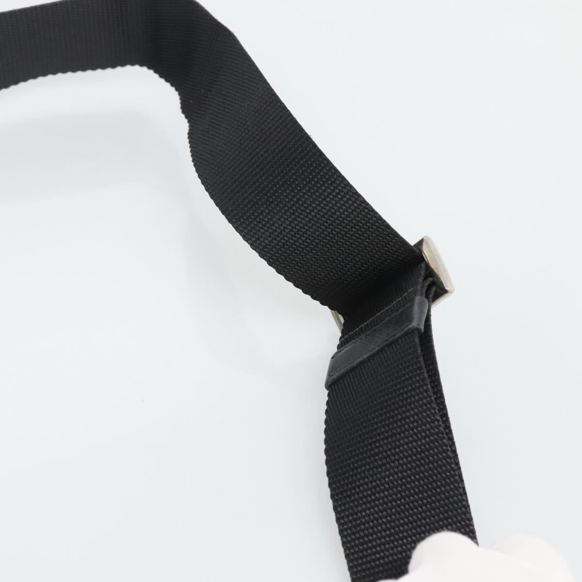 PRADA Shoulder Bag Nylon Black Silver Auth 124085