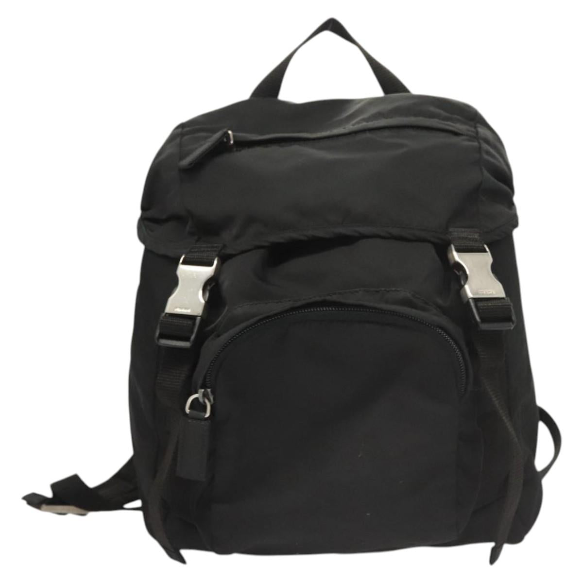 PRADA Backpack Nylon Black Silver Auth 124087