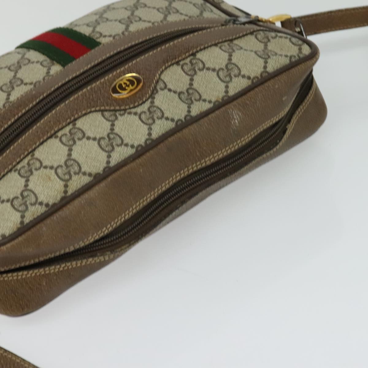 GUCCI GG Supreme Web Sherry Line Shoulder Bag PVC Beige 24 02 005 Auth 124097