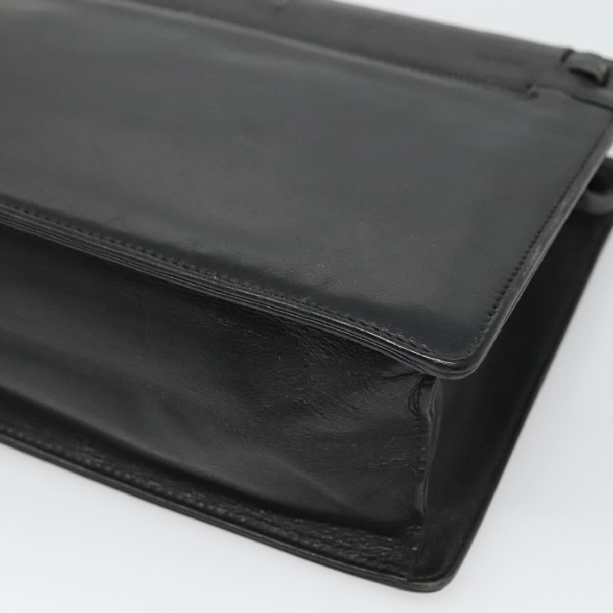 LOEWE Anagram Clutch Bag Leather Black Gold Auth 124098