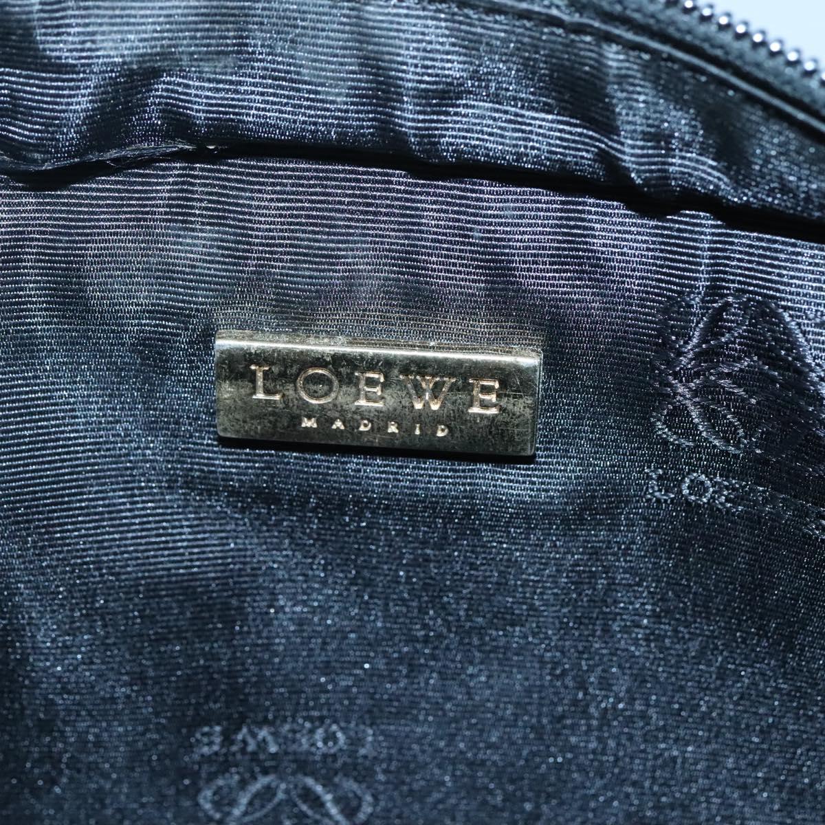 LOEWE Anagram Clutch Bag Leather Black Gold Auth 124098