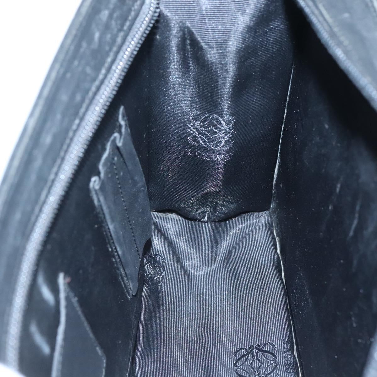 LOEWE Anagram Clutch Bag Leather Black Gold Auth 124098