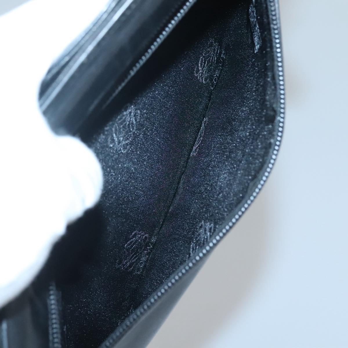 LOEWE Anagram Clutch Bag Leather Black Gold Auth 124098